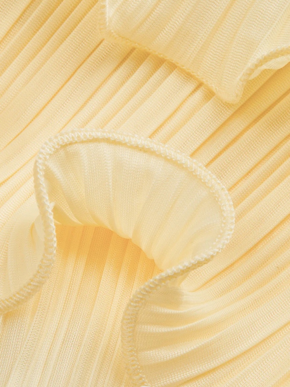 Commense Pale Yellow Pleated Ruffle Maxi Set with Spaghetti Straps and Skirt - Picture 5 of 8